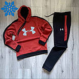 Чоловічий спортивний костюм зимовий Under Armour на флісі теплий зима-осень з капюшоном сірий Туреччина. Живе фото, фото 3