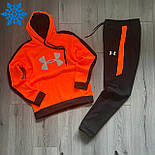 Чоловічий спортивний костюм зимовий Under Armour на флісі теплий зима-осень з капюшоном сірий Туреччина. Живе фото, фото 4