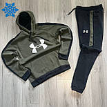 Чоловічий спортивний костюм зимовий Under Armour на флісі теплий зима-осень з капюшоном сірий Туреччина. Живе фото, фото 2
