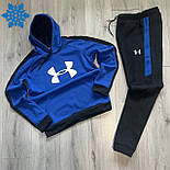 Чоловічий спортивний костюм зимовий Under Armour на флісі теплий зима-осень з капюшоном сірий Туреччина. Живе фото, фото 5