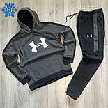 Чоловічий спортивний костюм зимовий Under Armour на флісі теплий зима-осень з капюшоном сірий Туреччина. Живе фото, фото 6