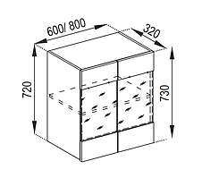 Кухня Марго верхня секція В 60Ск корпус і фасад ДСП висота 720 мм (Світ Меблів ТМ)