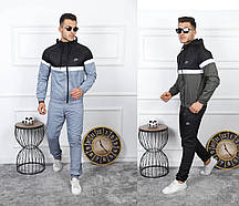 Чоловічий спортивний костюм Nike (Найк) (2211), плащівка, Туреччина, весняний осінній, сірий чорний. Чоловічий одяг