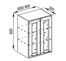 Кухня Марго верхня секція В 60Ск корпус ДСП фасад МДФ плівкова висота 920 мм (Світ Меблів ТМ)