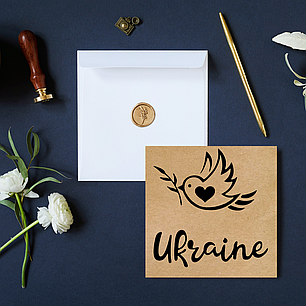 Етикетка самоклеюча крафт "Ukraine Bird" 100x100 мм, 100 шт, Viskom, фото 2