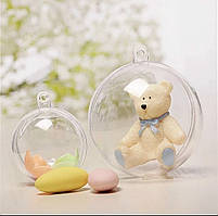 Прозора пластикова куля для декора, діаметр 10 см, 5шт/уп