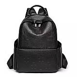 Рюкзак жіночий з екошкіри чорного кольору, фото 2