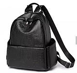 Рюкзак жіночий з екошкіри чорного кольору, фото 3