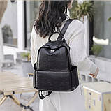 Рюкзак жіночий з екошкіри чорного кольору, фото 6