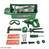Детский игрушечный набор инструментов Bambi в открытом чемоданчике, от 3 лет, 24 предмета, зеленый