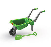 Игрушка детская пластиковая тачка с лопатой Doloni toys для игры в песочнице, от 3 лет, 81х35х27 см., зеленая