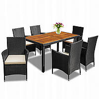 Комплект меблів з техноротангу BAHAMA SET MAX (дерево 6 стільців)