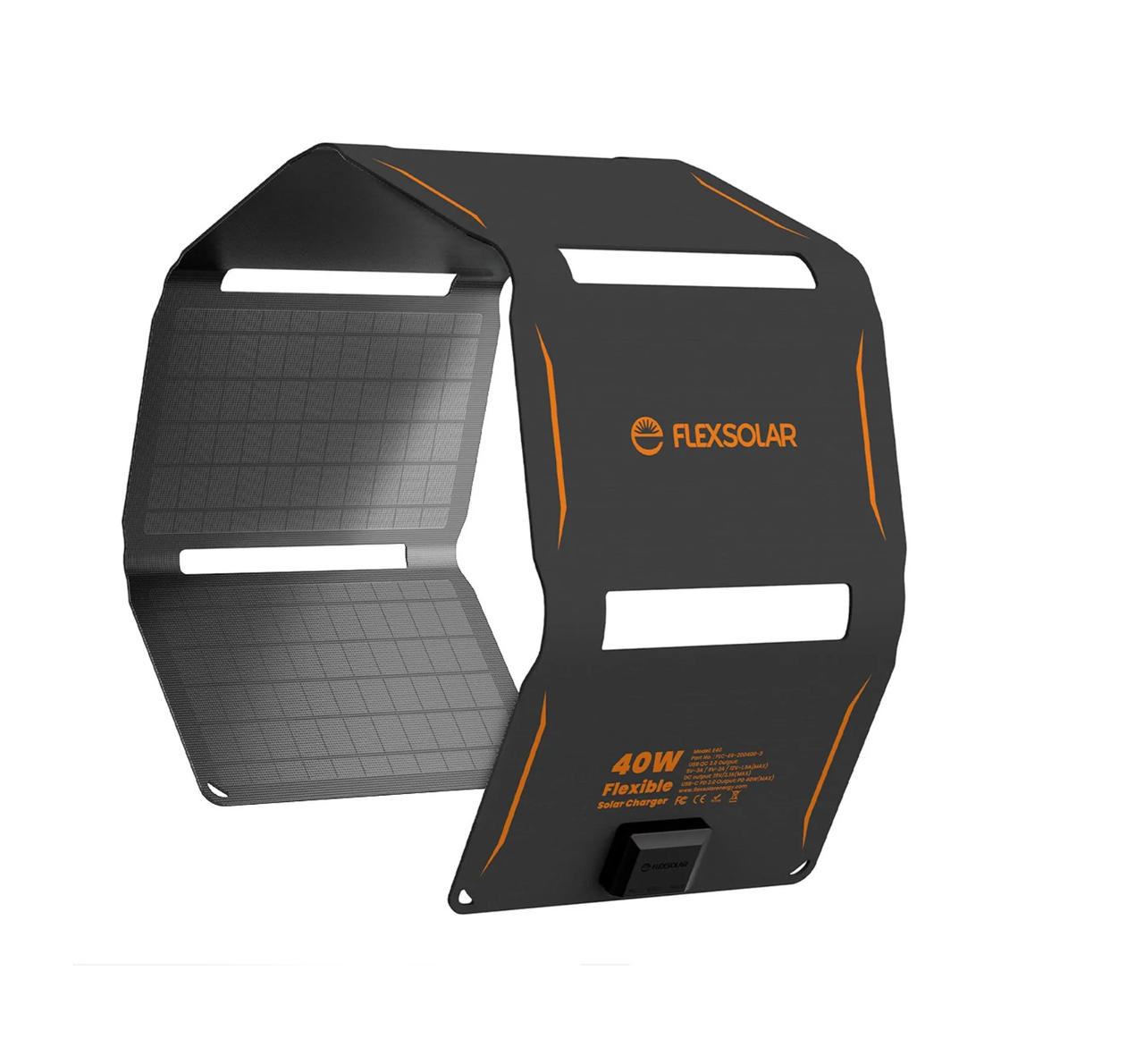 Портативна сонячна панель FLEXSOLAR на 40 W 2*USB, TYPE-C. Сонячний зарядний пристрій для туризму