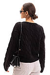 Жіночий укорочений светр грубого в'язання в чорному кольорі розміру ONE SIZE, фото 2