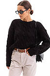 Жіночий укорочений светр грубого в'язання в чорному кольорі розміру ONE SIZE, фото 3