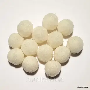 Помпони "Велюр", 10 мм, Колір: Айворі (75 шт.)