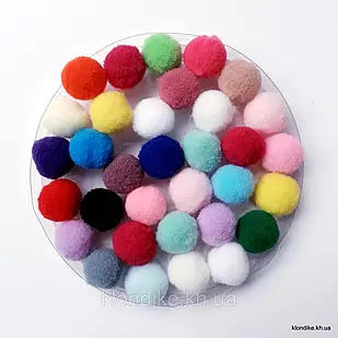 Помпони "Велюр", 12-15 мм, Колір: Мікс (50 шт.)
