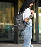Жіночий графітовий рюкзак PALMER компактний з екошкіри для міста, фото 5