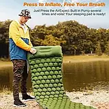 Widesea надувний килимок матрац туристичний з подушкою в намет - Зелений, фото 8