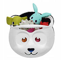 Корзина для детских игрушек в ванную Maltex Panda с присосками для крепления и игрушками, бело-черная