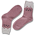 Шкарпетки жіночі вовняні рожеві котики розмір 37-42, фото 2