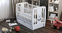Кровать детская деревянная Дубок Собачка с ящиком, для детей от 1 до 5 лет, 120х60 см., белого цвета
