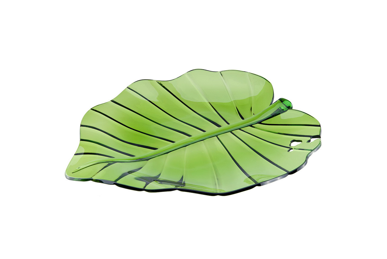 Тарелка Granchio Tropical Leaf зеленая 28х25 см акрил (88768 GR) - фото 1 - id-p1674336797