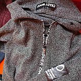 Жіночий сірий кардиган на замку з капюшоном, фото 2