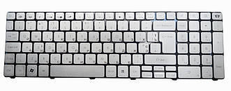 Клавіатура для ноутбуків Gateway ID 15.6", Packard Bell TM81, TM86, TM87, TM89, TM94, NV50 срібляста UA/RU/US