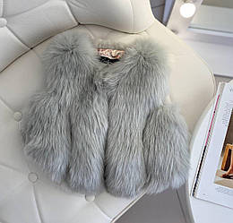 Жилетка на дівчаток хутряна Світло - Сіра 20367 Fashionable, Белый, Для девочек, Осень Зима, 110