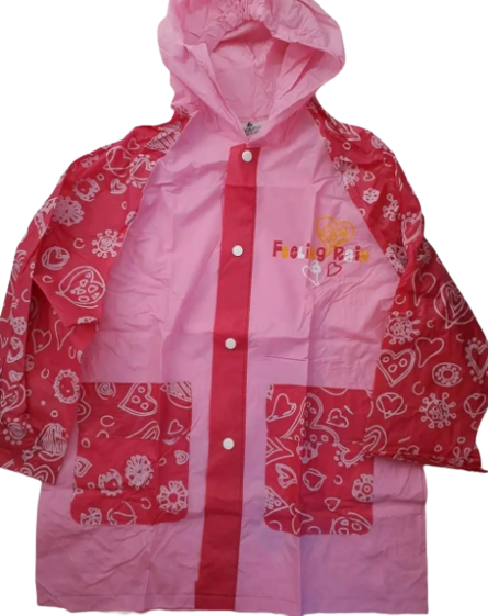 Дитячий дощовик на кнопках Feeling Rain E-007 рожевий з капюшоном
