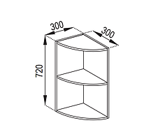Кухня Марго верхня кутова секція В-30 КЗ корпус ДСП висота 720 мм (Світ Меблів ТМ)