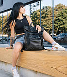 Жіночий чорний рюкзак ролтоп WIZARD з екошкіри для міста і подорожей, фото 5
