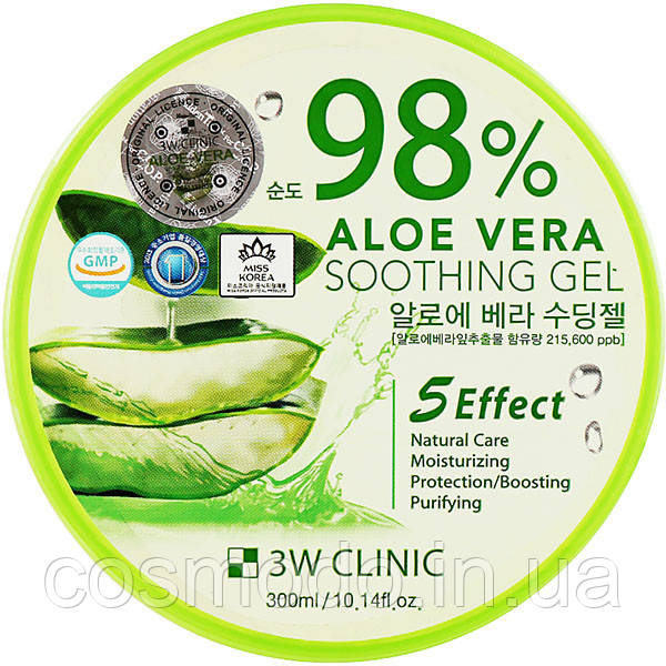 Універсальний гель для тіла та обличчя з алое 3W Clinic Aloe Vera Soothing Gel 300 мл