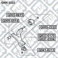 Сайлентблок задний переднего рычага без кронштейна (Q-FIX: Q005-2222)