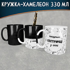 Чашка-хамелеон Найкрашій сестричці у світі. Кращий подарунок сестрі.