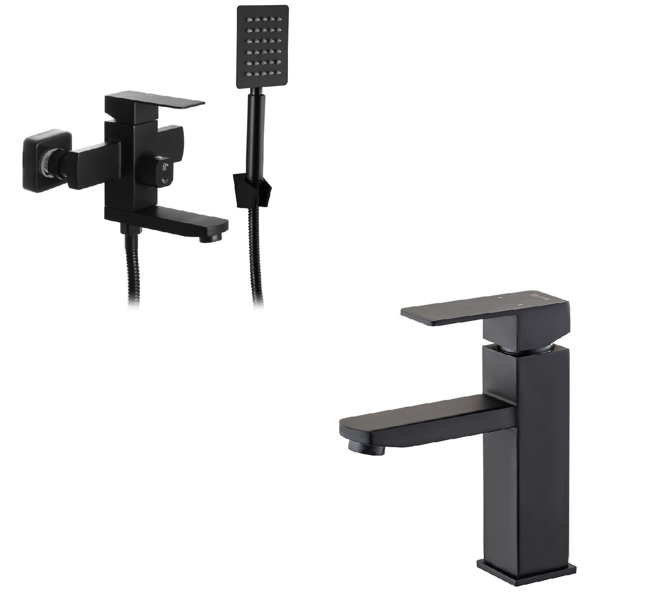Комплект змішувачів для ванної 2 в 1 Mixxus Kub 009 Euro Black + Mixxus Kub 001 Black