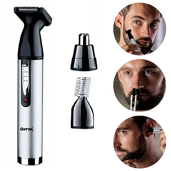 Тример для бороди носа та вух 3в1 Geemy GM-3107 / Чоловічий портативний триммер для обличчя