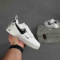 Мужские осенние кроссовки Nike Air Force 1 LV8Белые с чёрным крутые кросовки найк аир форс