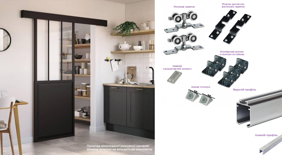 RIページ Раздвижная система для дверей Новатор 125 кг, рельса 2м: за 1 794