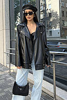 Куртка косуха женская черная экокожа