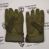Тактичні військові рукавички на повний палець в кольорі армійський зелений, фото 7