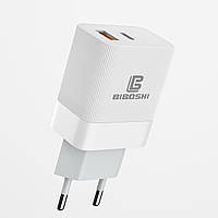 Сетевое зарядное устройство Biboshi C51 1 USB 1 Type-C PD + QC 20W white