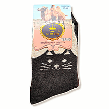 Шкарпетки жіночі термо верблюжа вовна шоколад котики 37-42