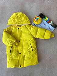 Зимова куртка пуховик на хлопчика Жовта 34221 126, Жёлтый, Для мальчиков, Зима, 100 , 3 года
