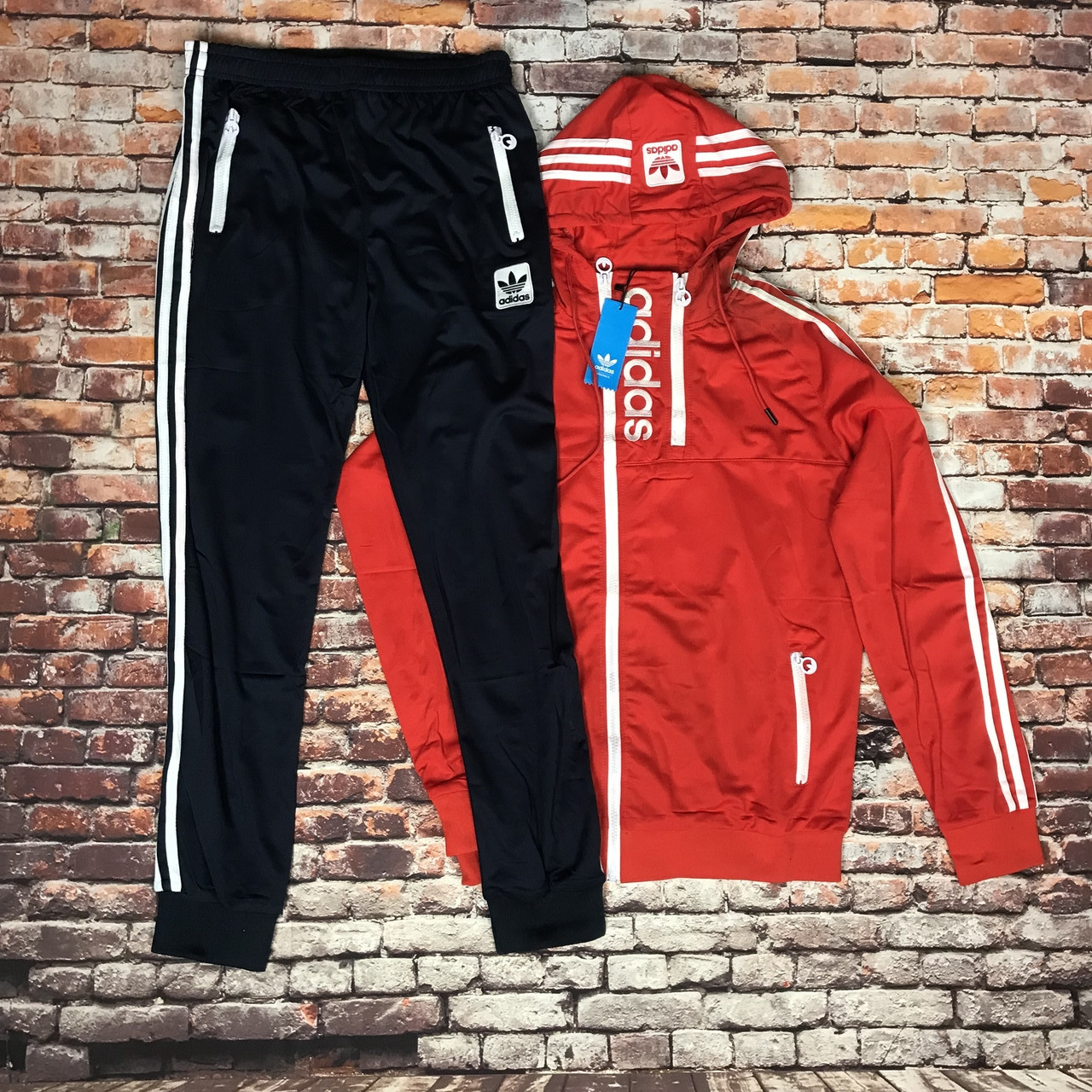 Чоловічий спортивний костюм Adidas червоний із синім (Розмір XL)