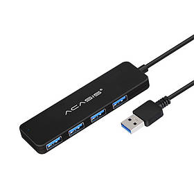 USB hub Acasis AB3-L412 на 4 порти USB 3.0, 120 см (Чорний)