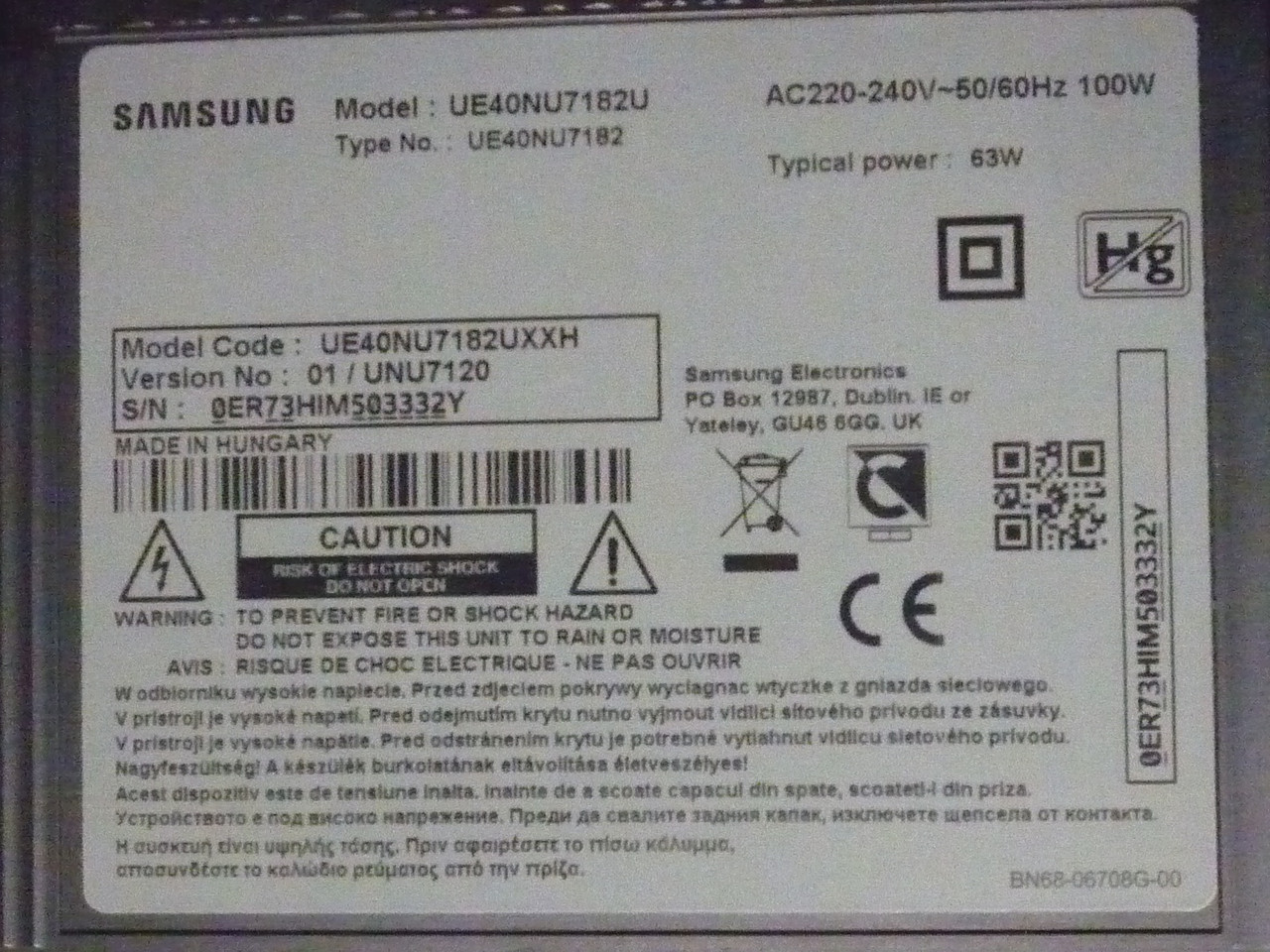 Плати від LED TV Samsung UE40NU7182UXXH поблочно (розбита матриця)