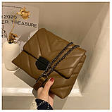 Сумочка на ланцюжку маленька жіноча коричнева, фото 5