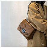 Сумочка на ланцюжку маленька жіноча коричнева, фото 6